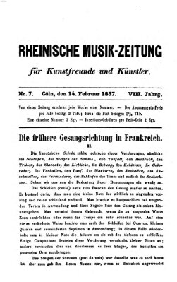 Rheinische Musik-Zeitung für Kunstfreunde und Künstler Samstag 14. Februar 1857