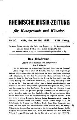 Rheinische Musik-Zeitung für Kunstfreunde und Künstler Samstag 16. Mai 1857