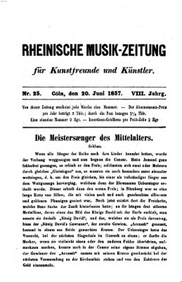 Rheinische Musik-Zeitung für Kunstfreunde und Künstler Samstag 20. Juni 1857