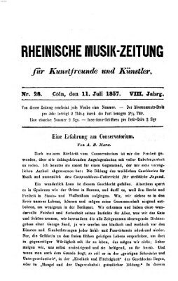 Rheinische Musik-Zeitung für Kunstfreunde und Künstler Samstag 11. Juli 1857