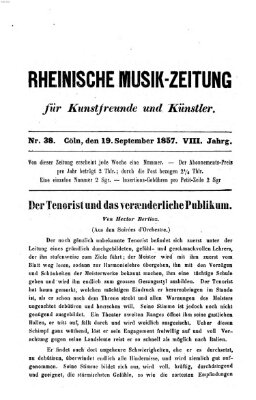 Rheinische Musik-Zeitung für Kunstfreunde und Künstler Samstag 19. September 1857