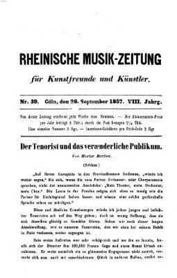 Rheinische Musik-Zeitung für Kunstfreunde und Künstler Samstag 26. September 1857