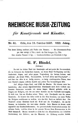 Rheinische Musik-Zeitung für Kunstfreunde und Künstler Samstag 10. Oktober 1857