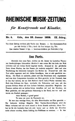 Rheinische Musik-Zeitung für Kunstfreunde und Künstler Samstag 23. Januar 1858