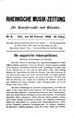 Rheinische Musik-Zeitung für Kunstfreunde und Künstler Samstag 20. Februar 1858