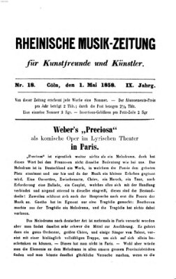 Rheinische Musik-Zeitung für Kunstfreunde und Künstler Samstag 1. Mai 1858