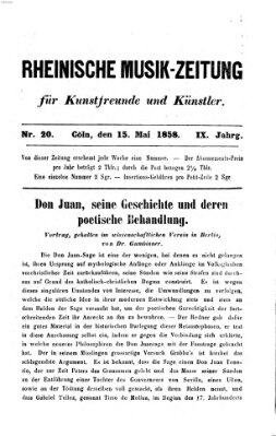 Rheinische Musik-Zeitung für Kunstfreunde und Künstler Samstag 15. Mai 1858