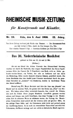 Rheinische Musik-Zeitung für Kunstfreunde und Künstler Samstag 5. Juni 1858