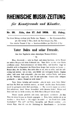 Rheinische Musik-Zeitung für Kunstfreunde und Künstler Samstag 17. Juli 1858