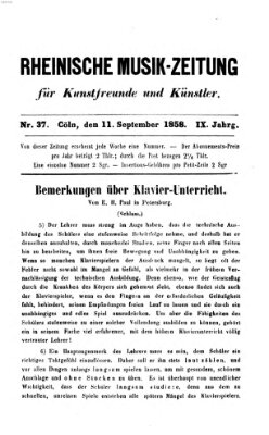 Rheinische Musik-Zeitung für Kunstfreunde und Künstler Samstag 11. September 1858