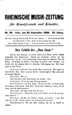 Rheinische Musik-Zeitung für Kunstfreunde und Künstler Samstag 25. September 1858