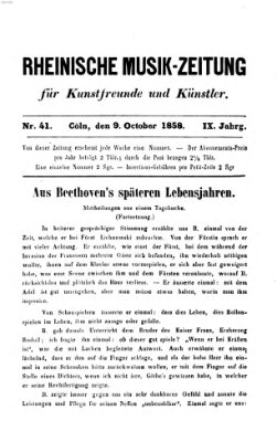 Rheinische Musik-Zeitung für Kunstfreunde und Künstler Samstag 9. Oktober 1858