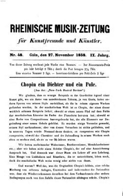 Rheinische Musik-Zeitung für Kunstfreunde und Künstler Samstag 27. November 1858