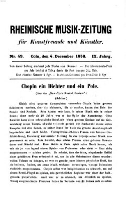 Rheinische Musik-Zeitung für Kunstfreunde und Künstler Samstag 4. Dezember 1858