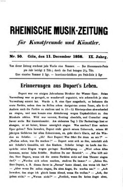 Rheinische Musik-Zeitung für Kunstfreunde und Künstler Samstag 11. Dezember 1858