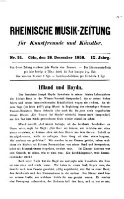 Rheinische Musik-Zeitung für Kunstfreunde und Künstler Samstag 18. Dezember 1858