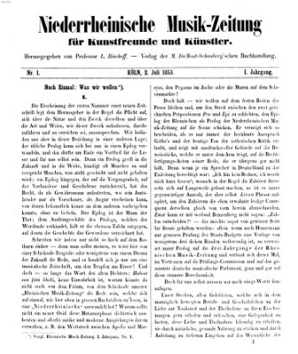 Niederrheinische Musik-Zeitung für Kunstfreunde und Künstler Samstag 2. Juli 1853