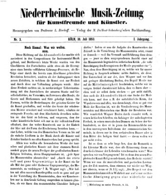 Niederrheinische Musik-Zeitung für Kunstfreunde und Künstler Samstag 16. Juli 1853