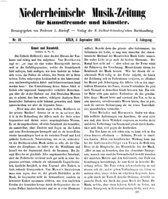 Niederrheinische Musik-Zeitung für Kunstfreunde und Künstler Samstag 3. September 1853