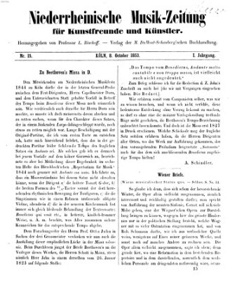 Niederrheinische Musik-Zeitung für Kunstfreunde und Künstler Samstag 8. Oktober 1853