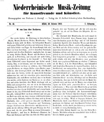 Niederrheinische Musik-Zeitung für Kunstfreunde und Künstler Samstag 29. Oktober 1853