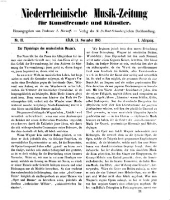 Niederrheinische Musik-Zeitung für Kunstfreunde und Künstler Samstag 19. November 1853