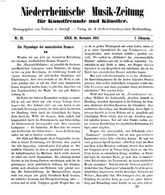 Niederrheinische Musik-Zeitung für Kunstfreunde und Künstler Samstag 26. November 1853