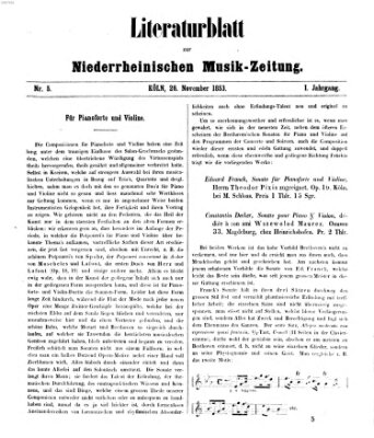 Niederrheinische Musik-Zeitung für Kunstfreunde und Künstler Samstag 26. November 1853