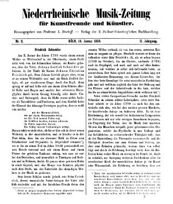 Niederrheinische Musik-Zeitung für Kunstfreunde und Künstler Samstag 14. Januar 1854