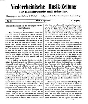 Niederrheinische Musik-Zeitung für Kunstfreunde und Künstler Samstag 8. April 1854