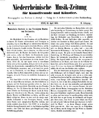 Niederrheinische Musik-Zeitung für Kunstfreunde und Künstler Samstag 15. April 1854