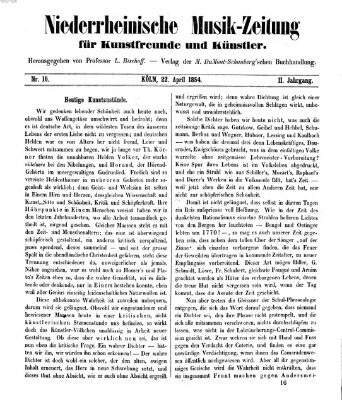 Niederrheinische Musik-Zeitung für Kunstfreunde und Künstler Samstag 22. April 1854