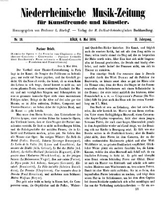 Niederrheinische Musik-Zeitung für Kunstfreunde und Künstler Samstag 6. Mai 1854