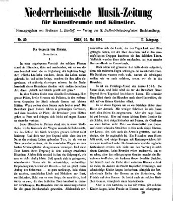 Niederrheinische Musik-Zeitung für Kunstfreunde und Künstler Samstag 20. Mai 1854