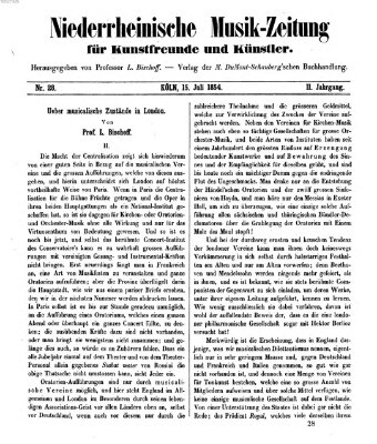 Niederrheinische Musik-Zeitung für Kunstfreunde und Künstler Samstag 15. Juli 1854