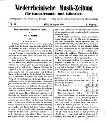 Niederrheinische Musik-Zeitung für Kunstfreunde und Künstler Samstag 19. August 1854