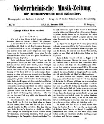 Niederrheinische Musik-Zeitung für Kunstfreunde und Künstler Samstag 25. November 1854