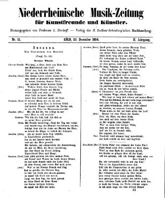 Niederrheinische Musik-Zeitung für Kunstfreunde und Künstler Samstag 23. Dezember 1854