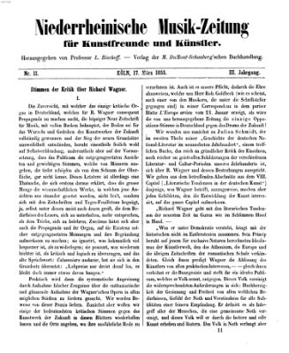 Niederrheinische Musik-Zeitung für Kunstfreunde und Künstler Samstag 17. März 1855