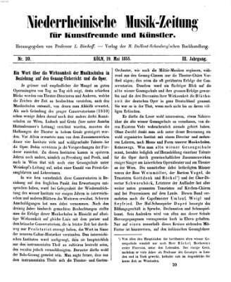 Niederrheinische Musik-Zeitung für Kunstfreunde und Künstler Samstag 19. Mai 1855