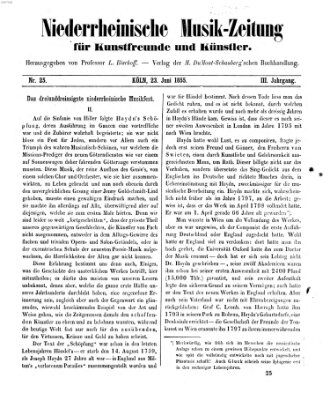 Niederrheinische Musik-Zeitung für Kunstfreunde und Künstler Samstag 23. Juni 1855