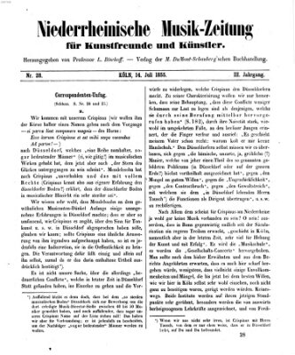 Niederrheinische Musik-Zeitung für Kunstfreunde und Künstler Samstag 14. Juli 1855