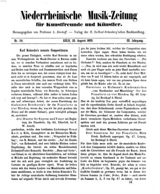 Niederrheinische Musik-Zeitung für Kunstfreunde und Künstler Samstag 25. August 1855