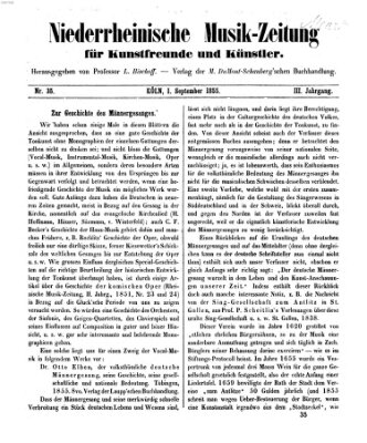 Niederrheinische Musik-Zeitung für Kunstfreunde und Künstler Samstag 1. September 1855