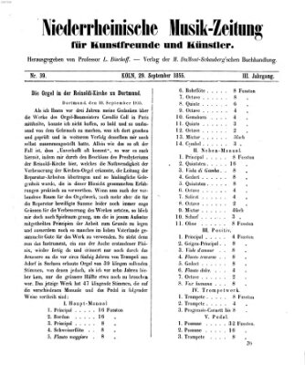 Niederrheinische Musik-Zeitung für Kunstfreunde und Künstler Samstag 29. September 1855