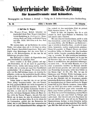 Niederrheinische Musik-Zeitung für Kunstfreunde und Künstler Samstag 1. Dezember 1855