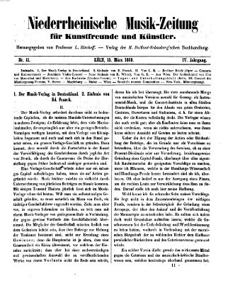 Niederrheinische Musik-Zeitung für Kunstfreunde und Künstler Samstag 15. März 1856