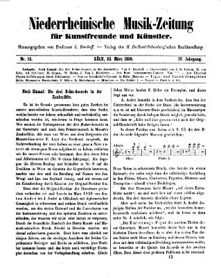 Niederrheinische Musik-Zeitung für Kunstfreunde und Künstler Samstag 22. März 1856