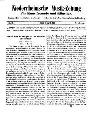 Niederrheinische Musik-Zeitung für Kunstfreunde und Künstler Samstag 5. April 1856