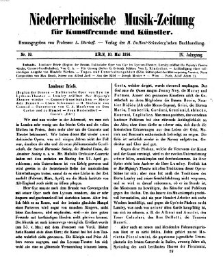 Niederrheinische Musik-Zeitung für Kunstfreunde und Künstler Samstag 10. Mai 1856